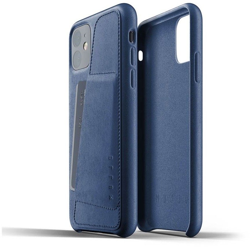 Mujjo Full Leather Wallet Case (iPhone 11) - Blå