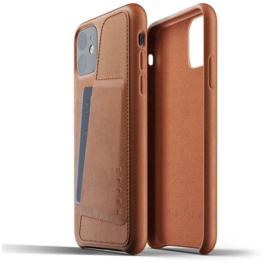 Mujjo Full Leather Wallet Case (iPhone 11) - Brun