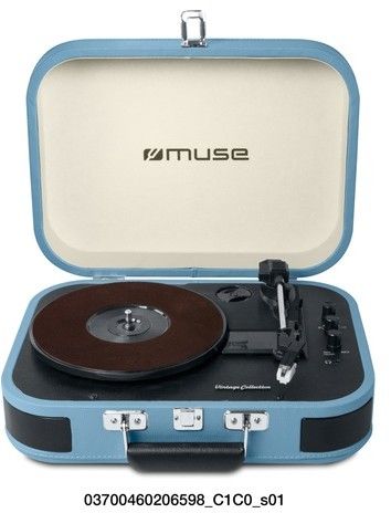 Muse MT-201 Vintage platespiller stereoanlegg - Blå/grå