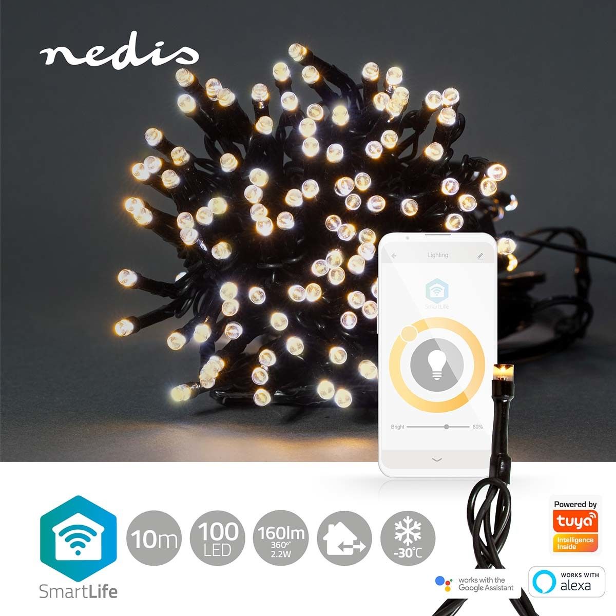Nedis SmartLife Wifi Warm White String of Lights - 5 meter/50 lys