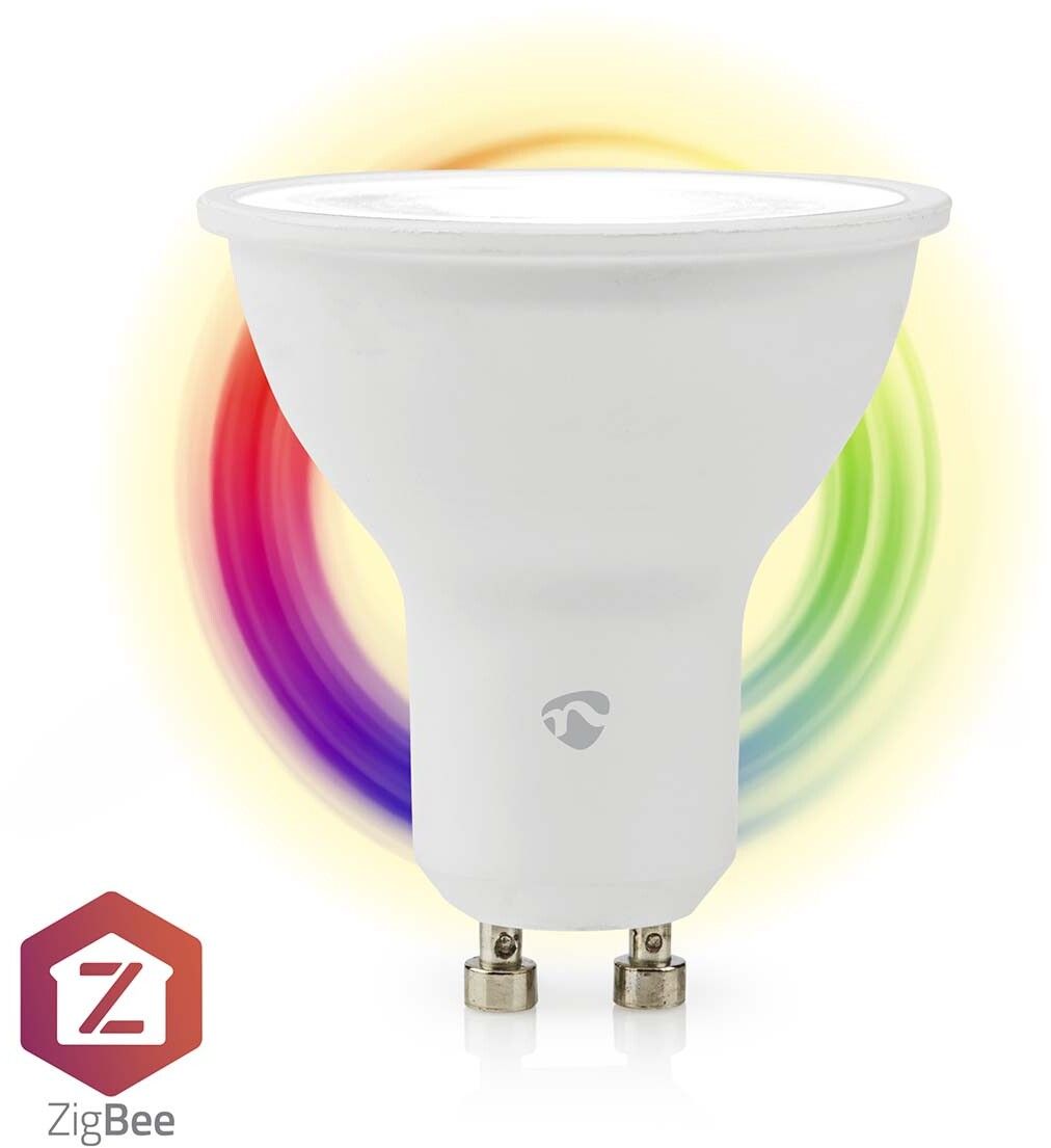 Nedis SmartLife - LED-pære for søkelys - GU10 - 4.7 W (ekvivalent 45 W) - klasse F - RGB/varmt til kjølig hvitt lys - 2200-6500 K - hvit