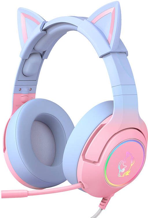 Onikuma K9 spillhodetelefoner - Blå/rosa