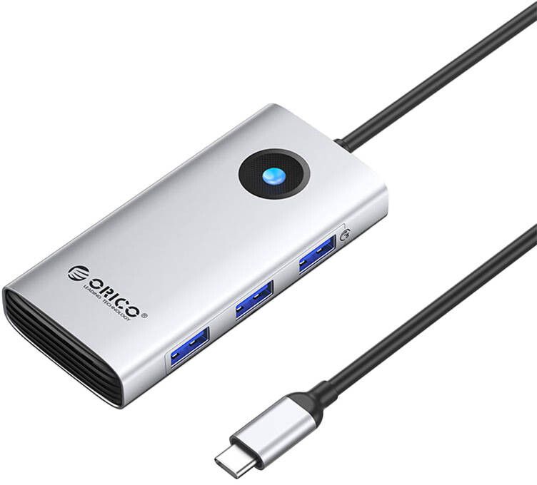 Orico PW11-6P USB-C 6-i-1 multifunksjonshub - Grå
