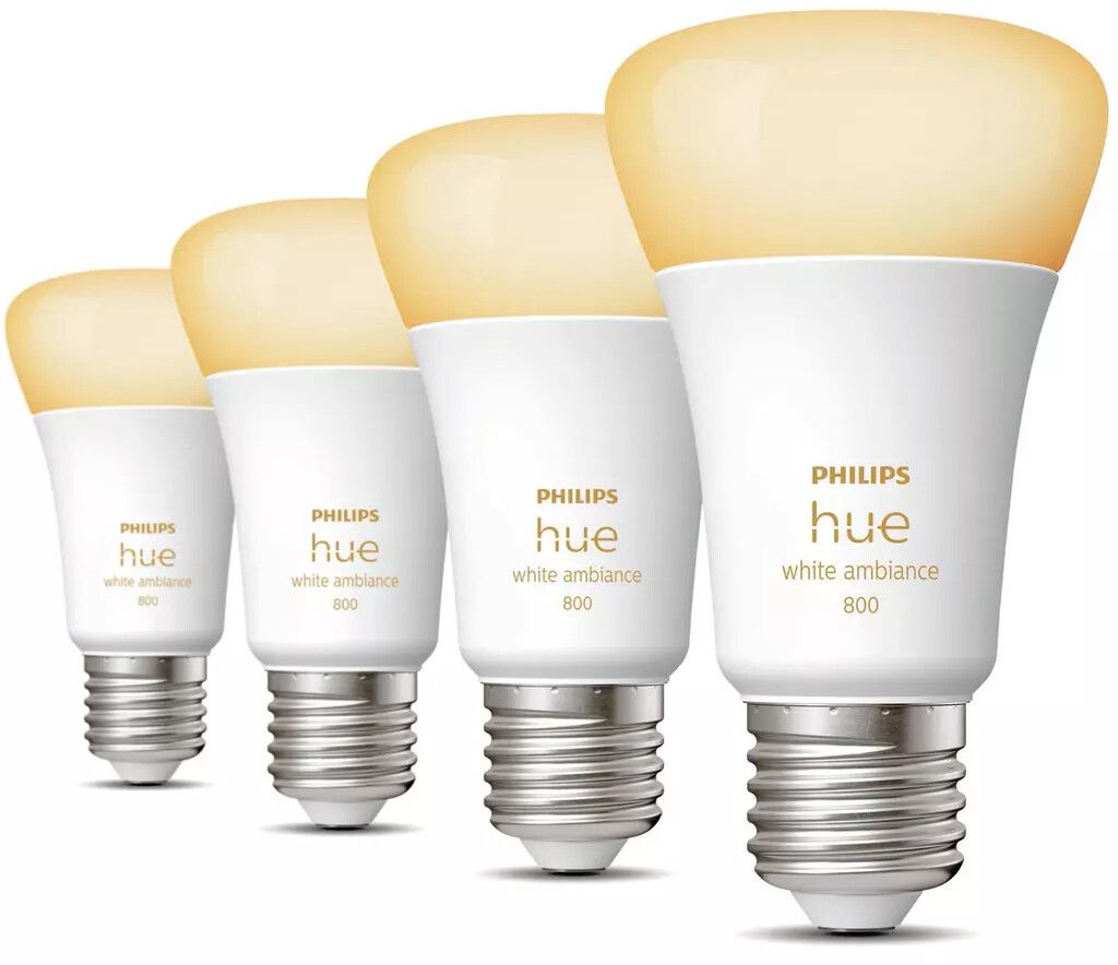 Philips Hue White Ambiance A60 E27 806 Lumen - 4-pakning