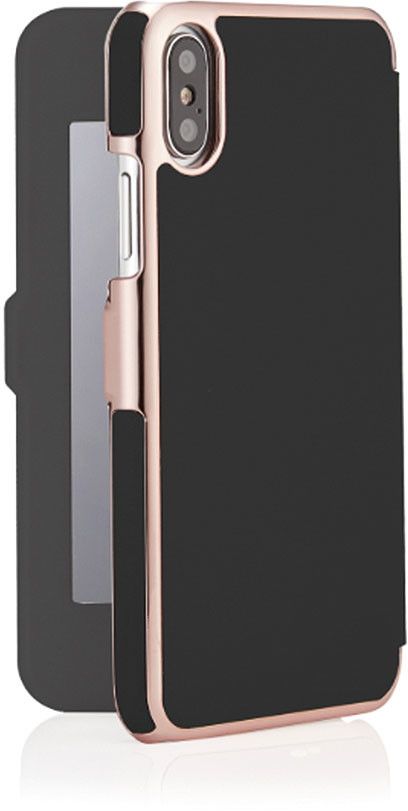 Pipetto Slim Wallet Mirror for iPhone XR - Black/Rose Gold