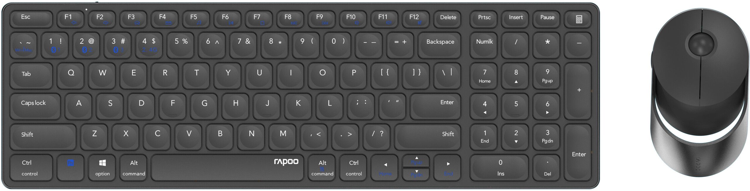 RAPOO 9750M - Tastatur & Mussett - Nordisk - Svart