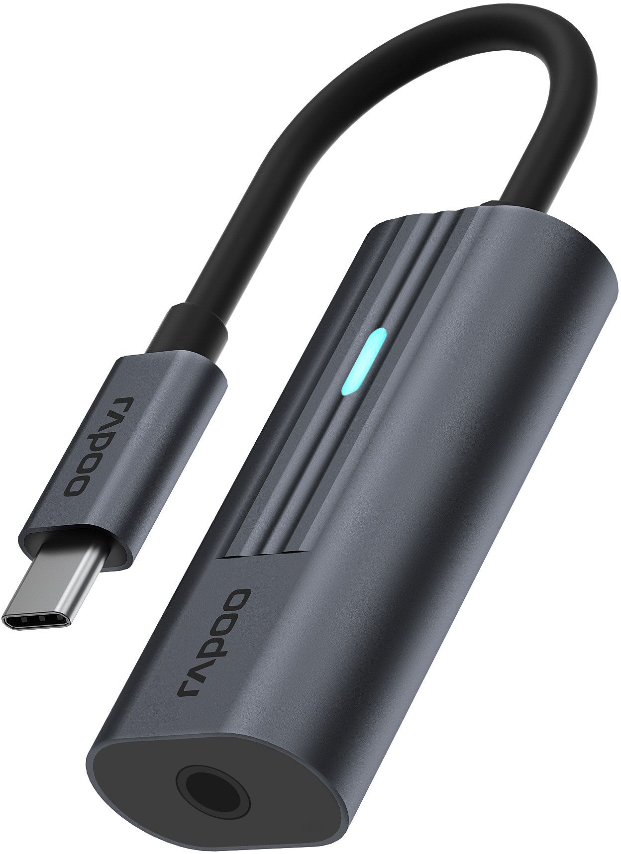 Rapoo UCA-1002, USB Type-C, 3?5 mm, Hankjønn, Sort, 43 mm, 20 mm