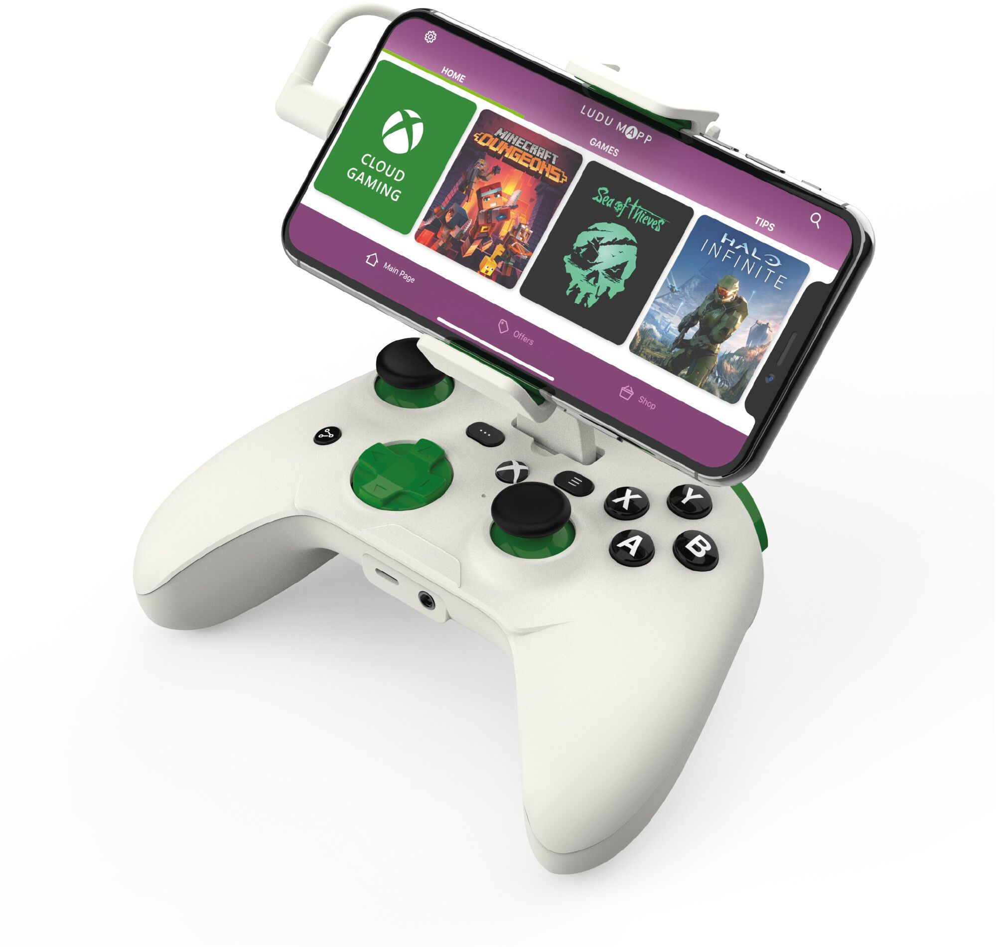 Riotpwr iOS Xbox Pro Cloud Gaming Controller White - Wired Tilbehør til spillkonsoll