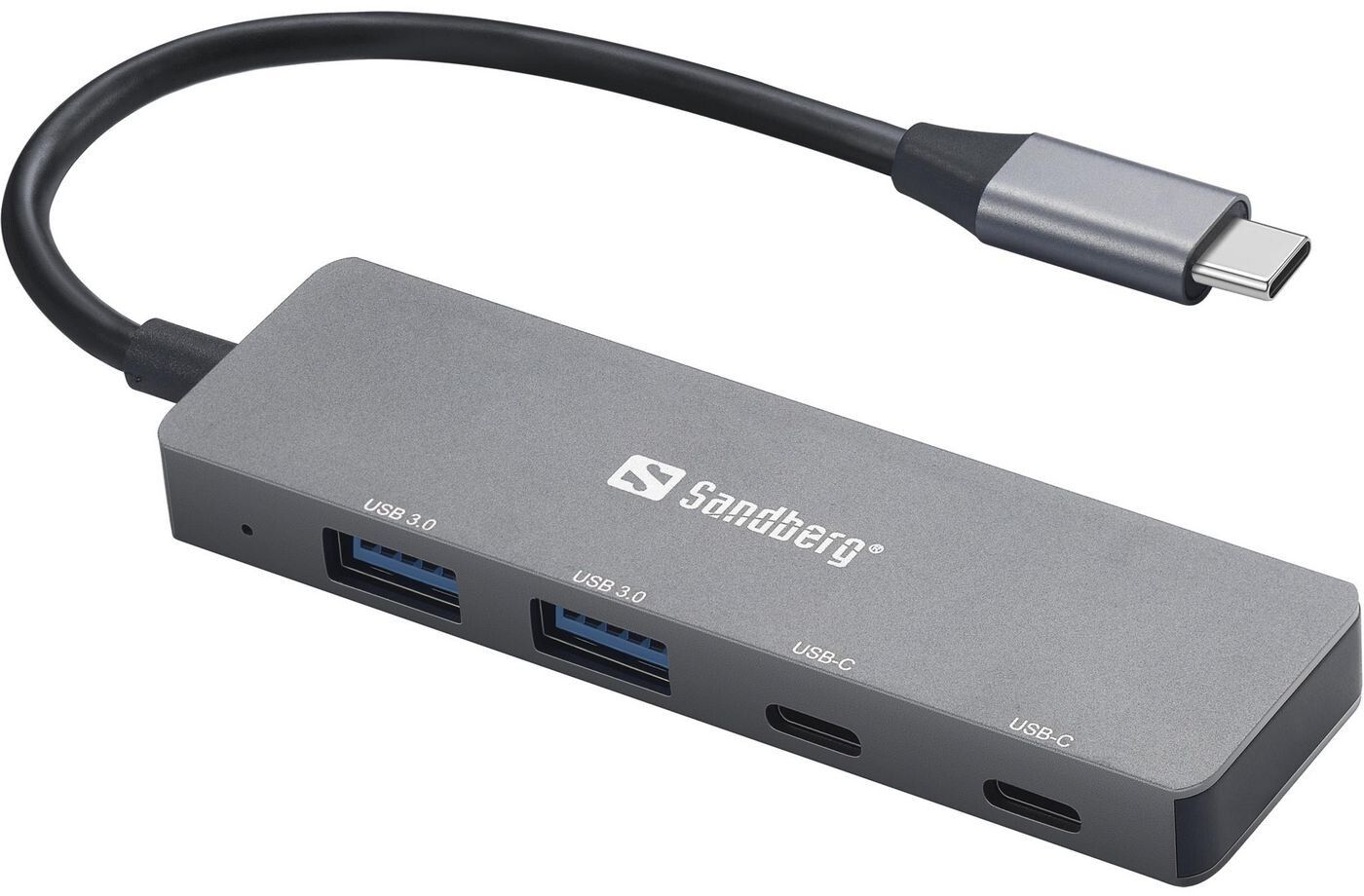 Sandberg 4-port USB Hub USB-hub - USB 3.0 - 4 porter - Grå