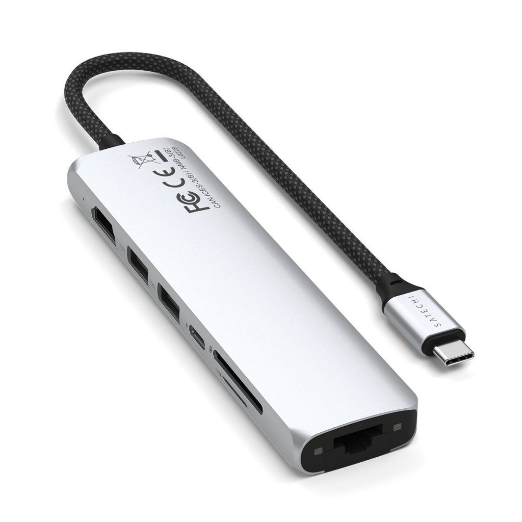 Satechi 7-i-1 Slim Multiport docking (sølv)