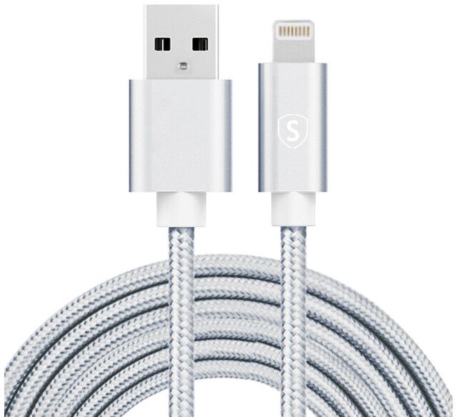 SiGN Nylon USB-A to Lightning Cable 10W - Silver 2 meter