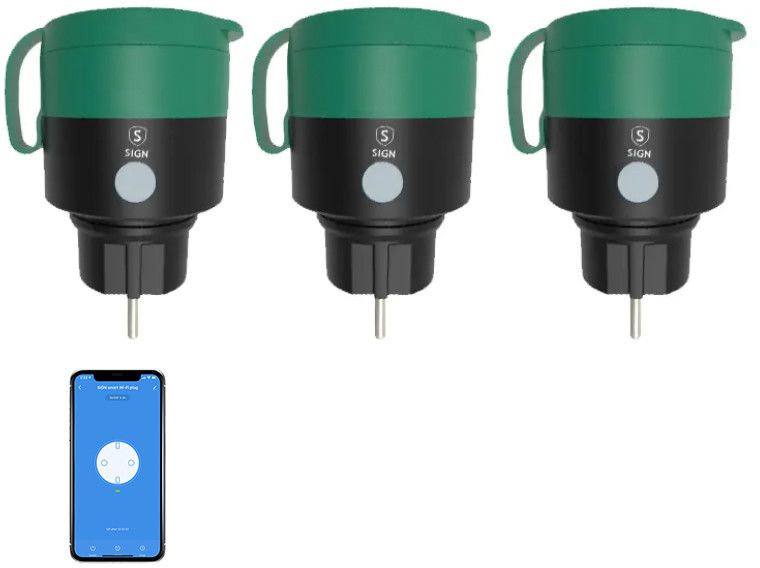 SiGN Smart Wifi Plugg Utendørs IP44 16A - 3-pakning