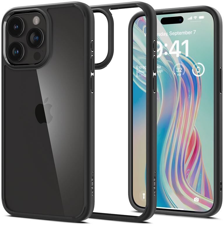 Spigen Crystal Hybrid-deksel (iPhone 15 Pro Max) - Svart