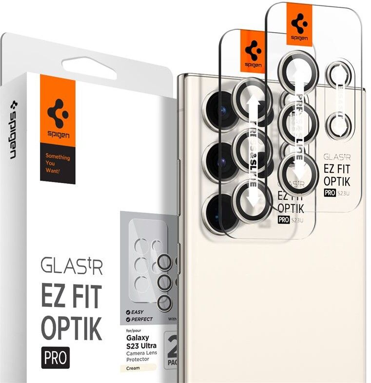 Spigen Glass EZ Fit Optik Pro 2 Pack - black - Samsung Galaxy S23 Ultra