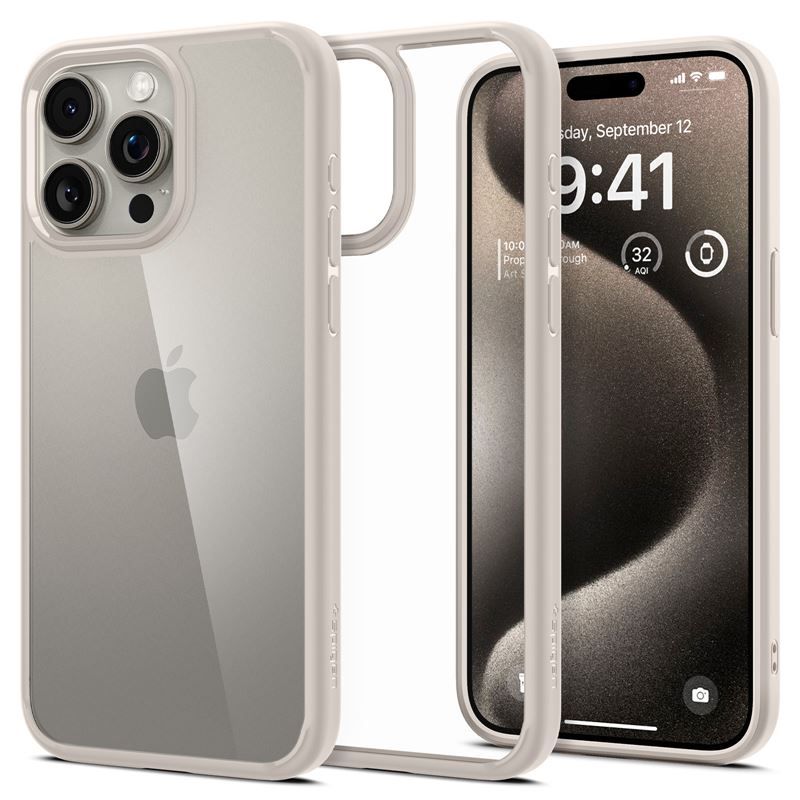 Spigen Ultra Hybrid (iPhone 15 Pro) - Transparent/beige