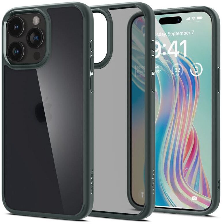 Spigen Ultra Hybrid (iPhone 15 Pro Max) - Frost/grønt