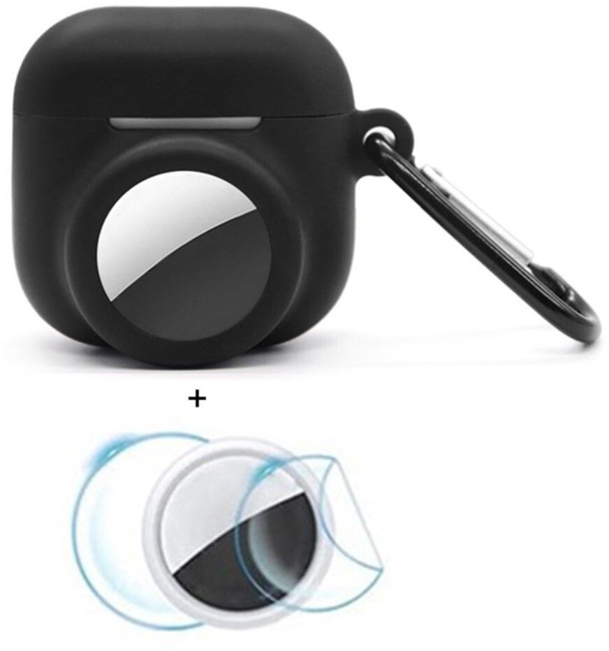 Trolsk 2-i-1 beskyttelsesveske (AirPods 4/AirTag) - Svart