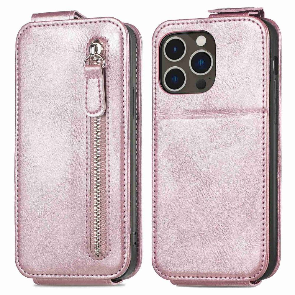 Trolsk Flip-deksel med glidelås (iPhone 14 Pro) - Rose gull