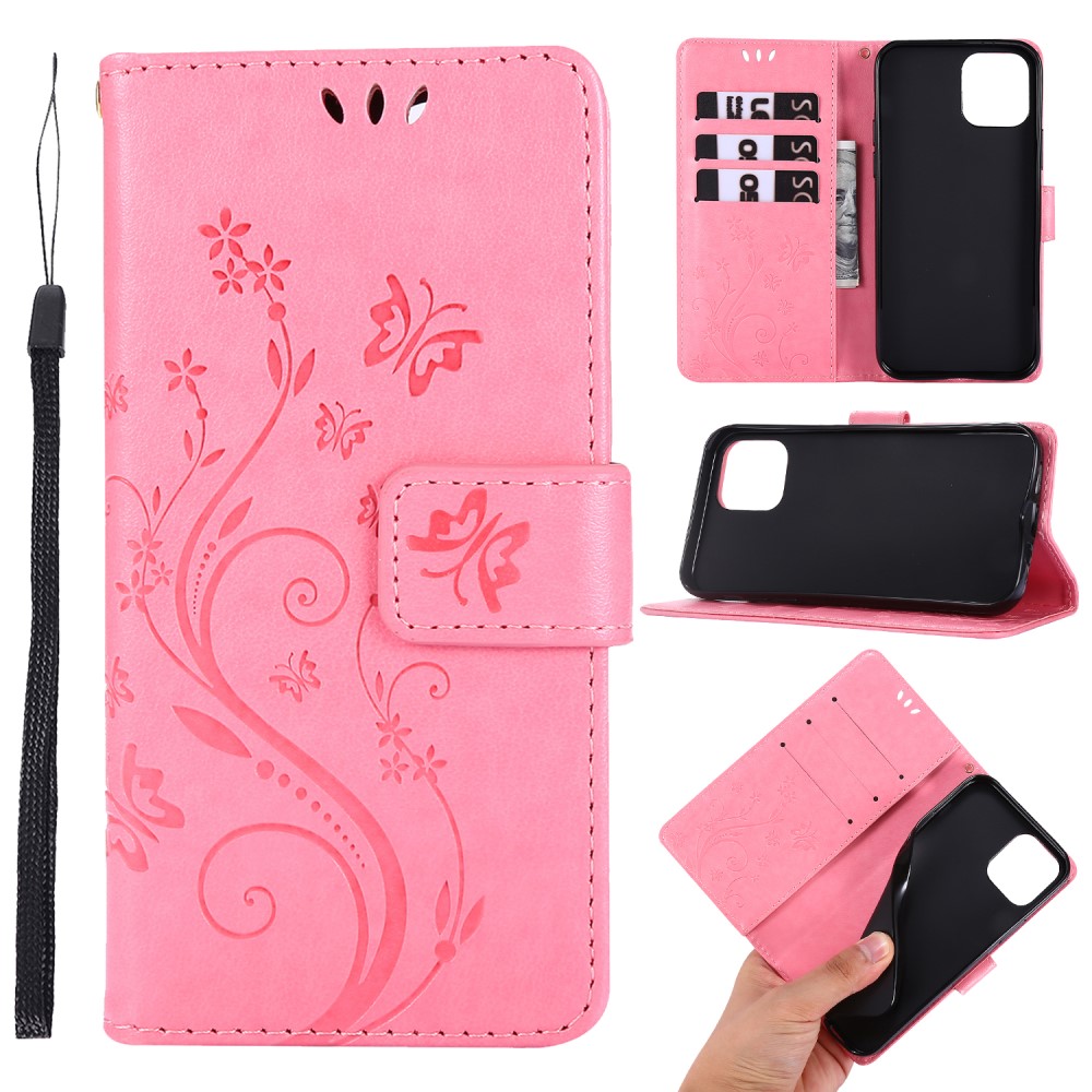 Trolsk Imprint Flower Wallet (iPhone 12/12 Pro) - Rosa
