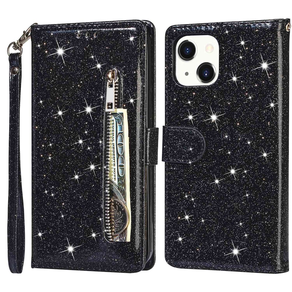 Trolsk Glitter Wallet (iPhone 14 Plus) - Svart