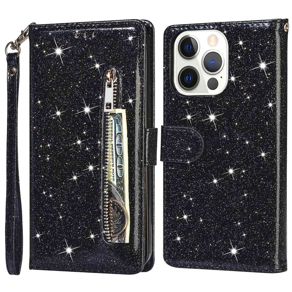 Trolsk Glitter Wallet (iPhone 14 Pro) - Svart