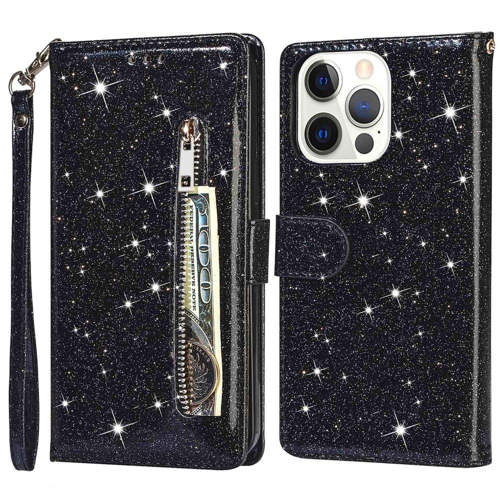 Trolsk Glitter Wallet (iPhone 15 Pro Max) - Svart
