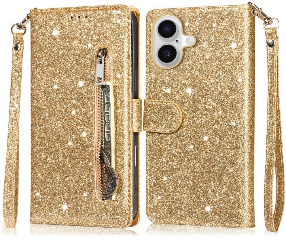 Trolsk Glitter Wallet (iPhone 16) - Guld