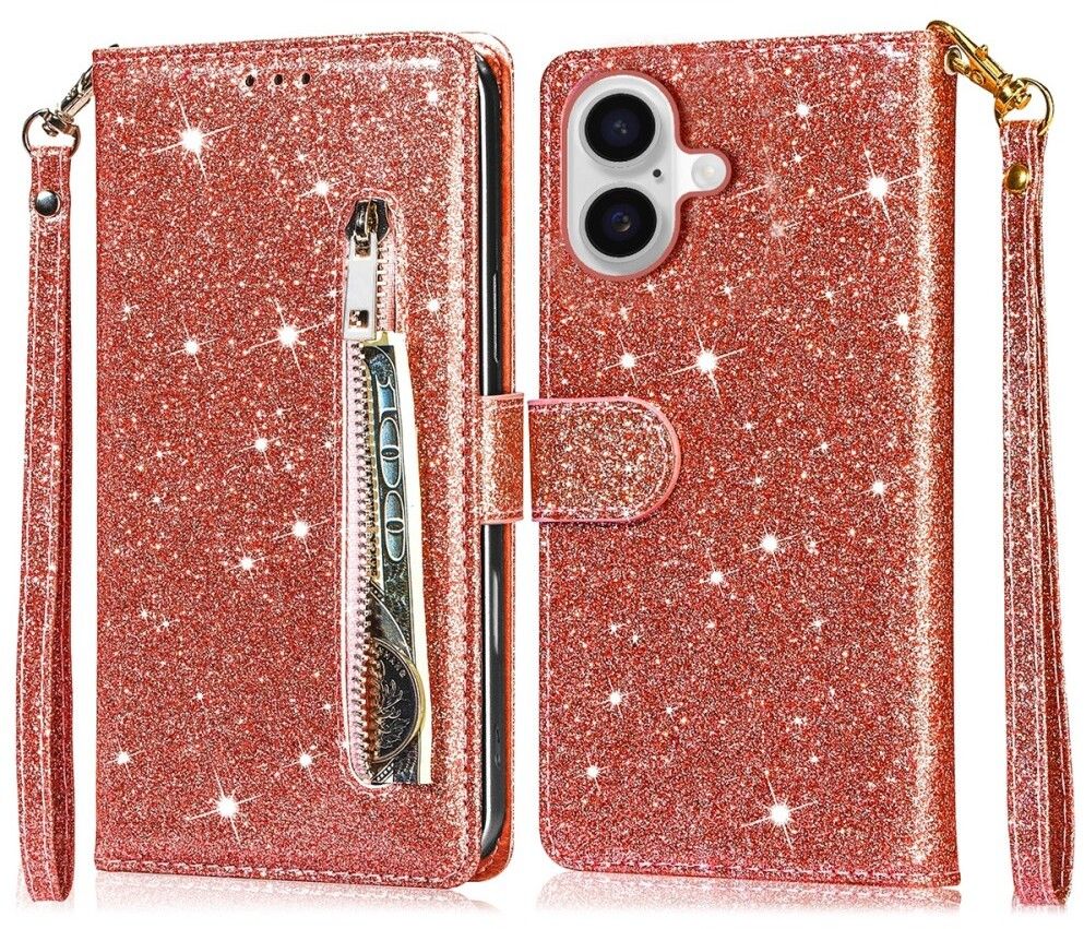 Trolsk Glitter Wallet (iPhone 16) - Roséguld