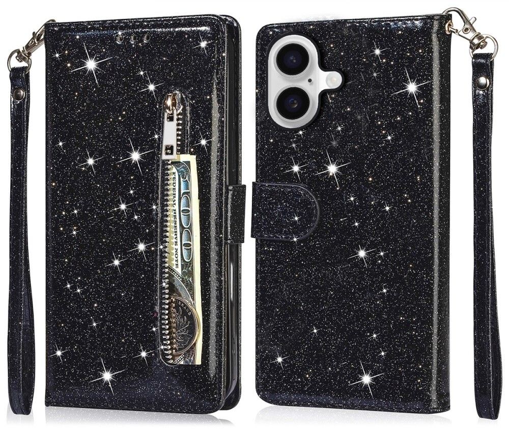 Trolsk Glitter Wallet (iPhone 16) - Svart