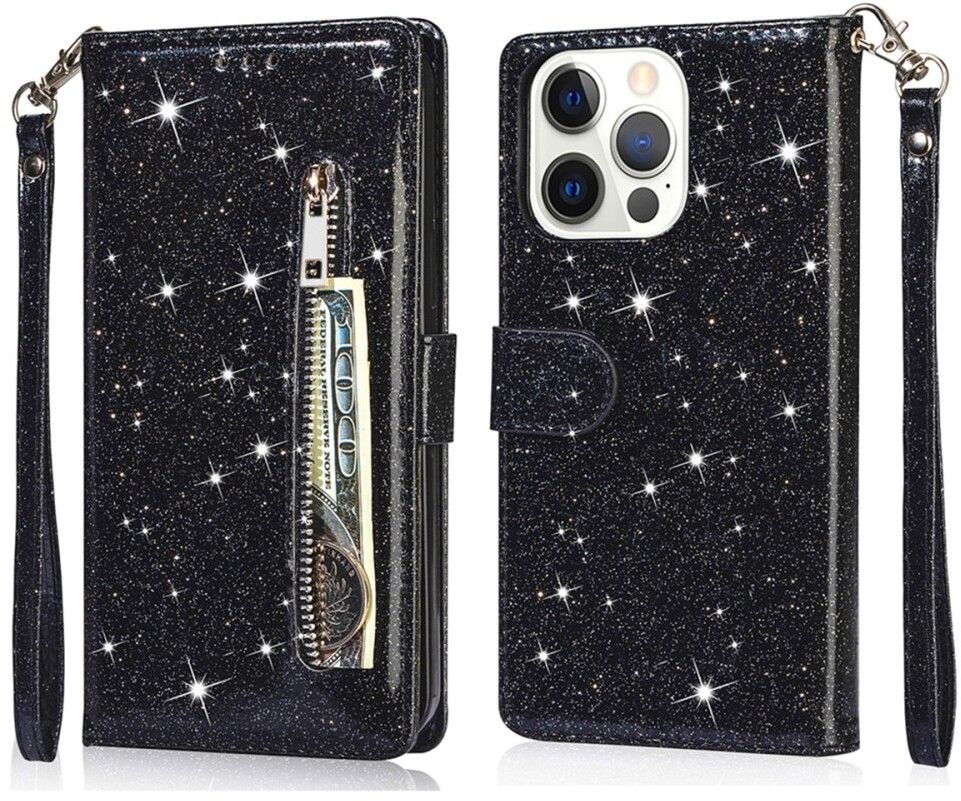 Trolsk Glitter Wallet (iPhone 16 Pro Max) - Svart