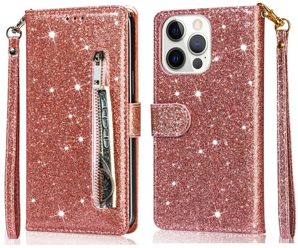 Trolsk Glitter Wallet (iPhone 16 Pro Max) - Rose gull