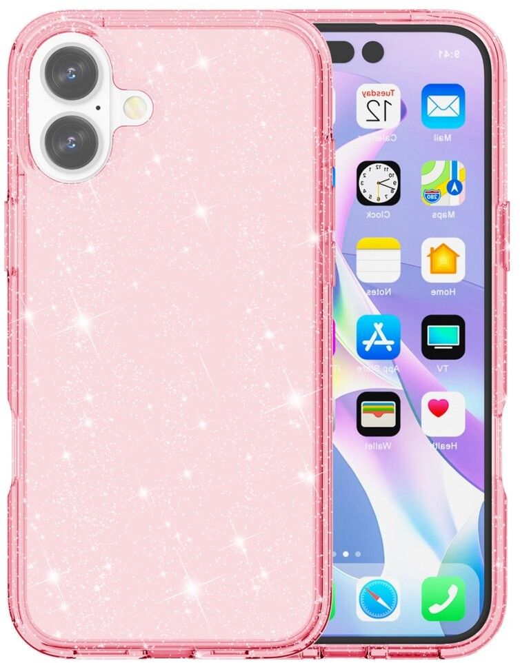 Trolsk glitrende hardt deksel (iPhone 16) - Rosa