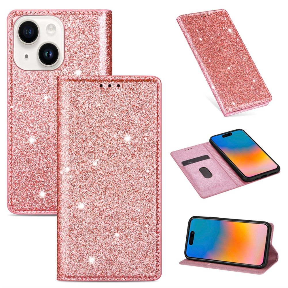Trolsk Glitter Wallet-deksel (iPhone 15)