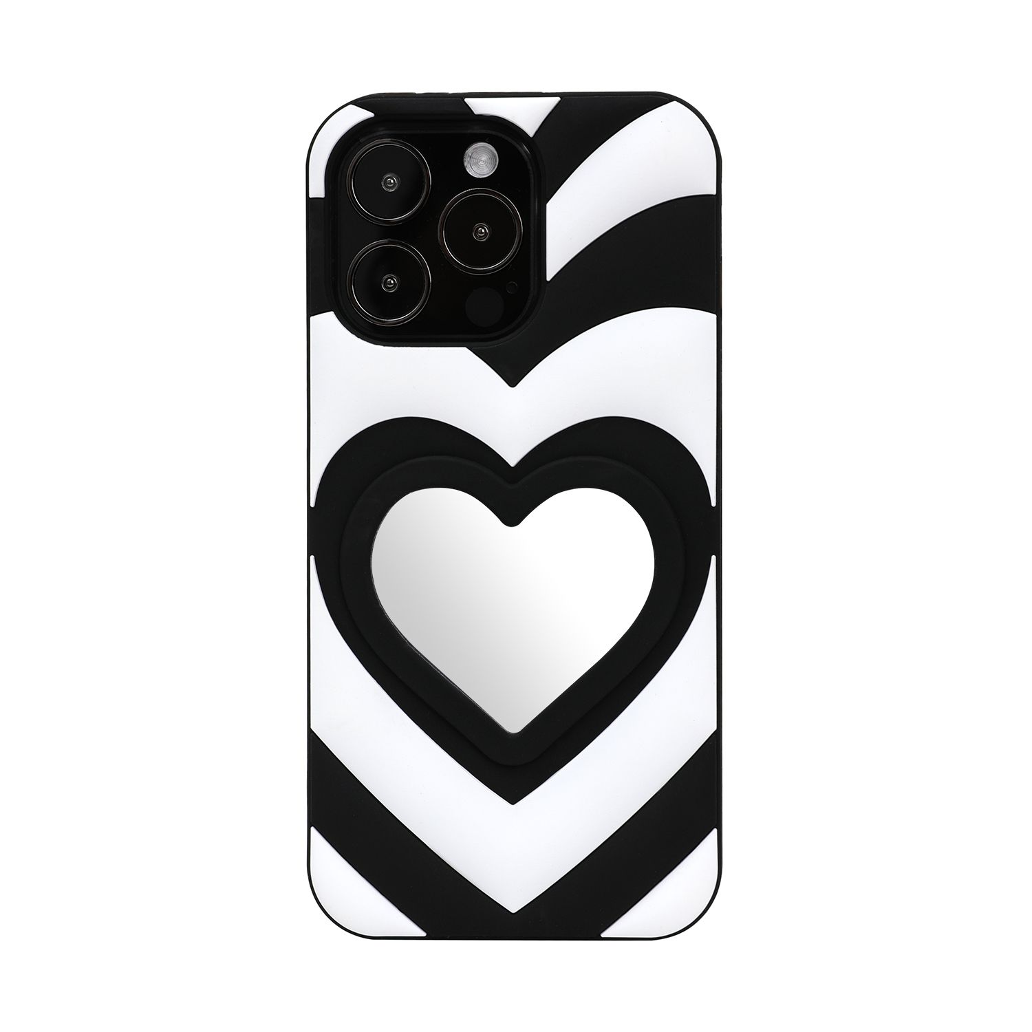 Trolsk Heart Mirror Deksel (iPhone 14 Pro) - Svart