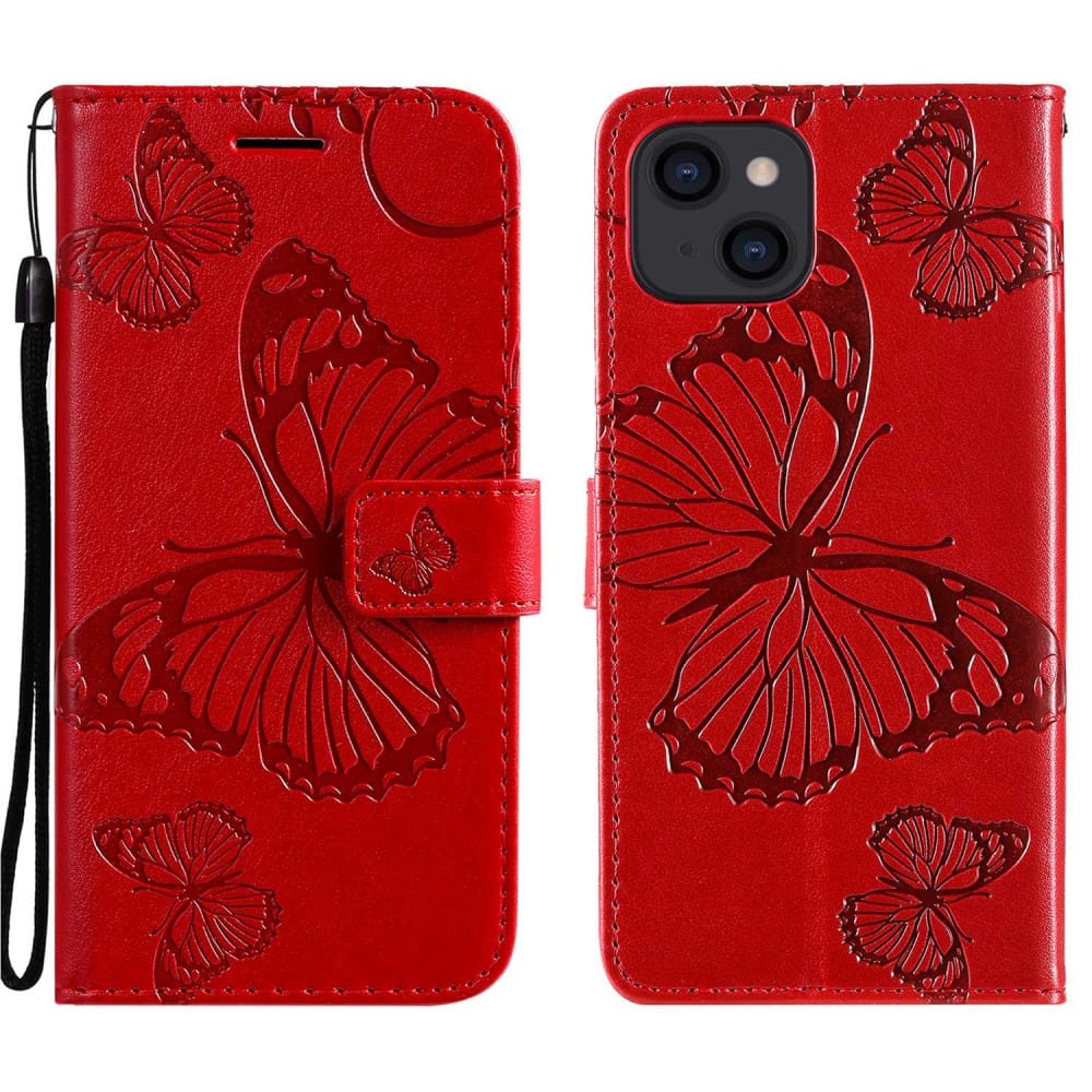 Trolsk Imprint Big Butterfly Wallet (iPhone 14 Plus) - Rød