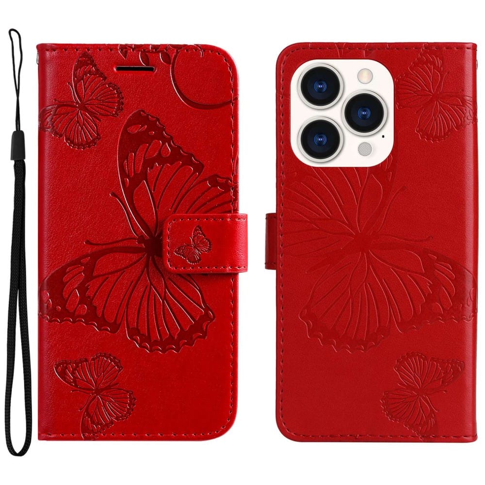 Trolsk Imprint Big Butterfly Wallet (iPhone 14 Pro) - Rød