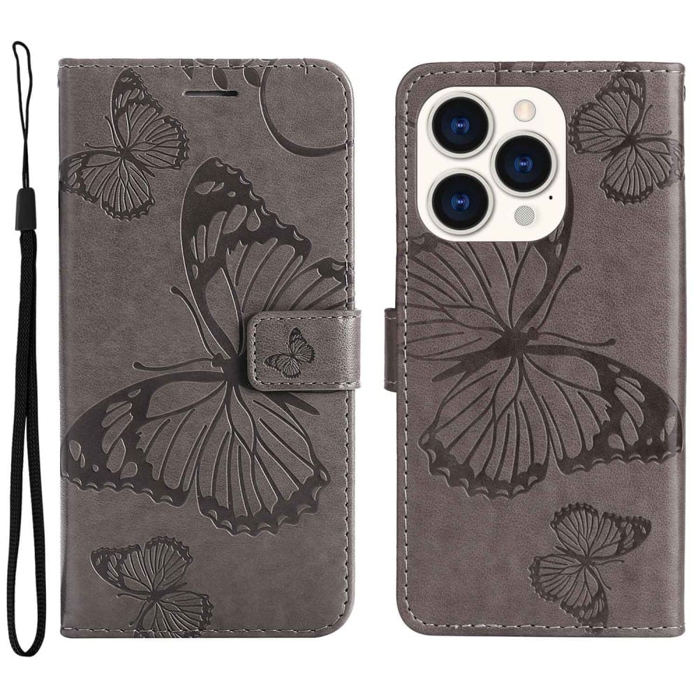 Trolsk Imprint Big Butterfly Wallet (iPhone 14 Pro) - Grå