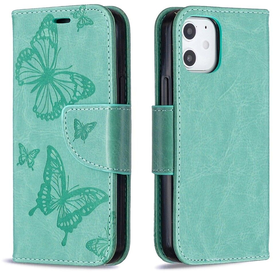 Trolsk Imprint Butterflies Wallet (iPhone 12 mini) - Grønn