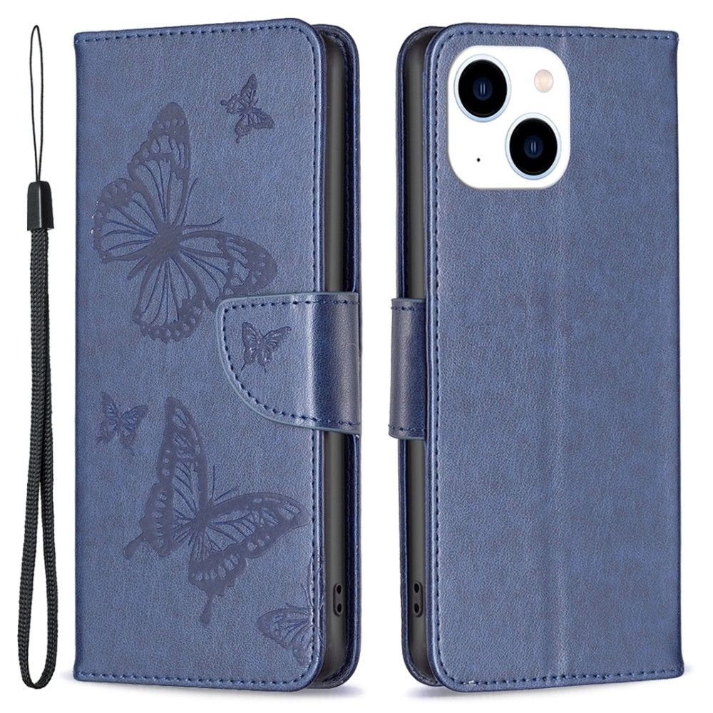 Trolsk Imprint Butterflies Wallet (iPhone 15) - Blå