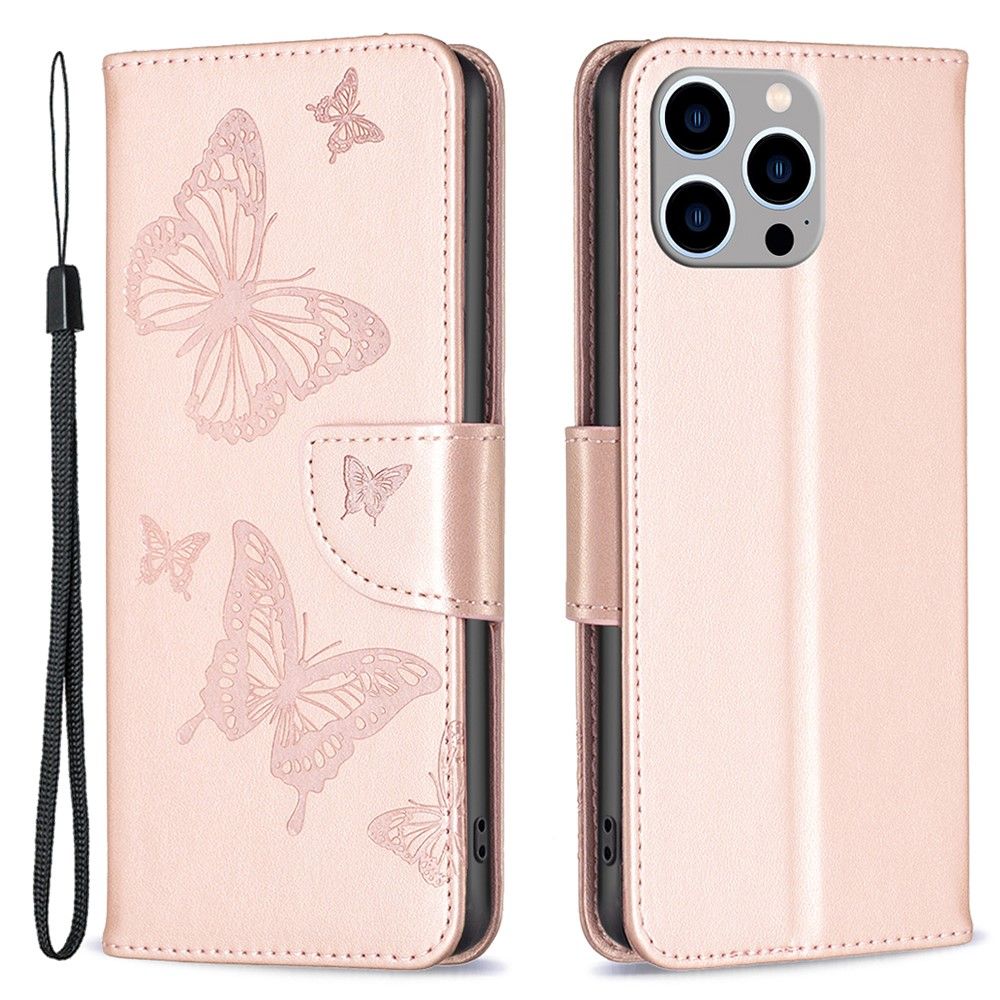 Trolsk Imprint Butterflies Wallet (iPhone 15 Pro Max) - Rose gull