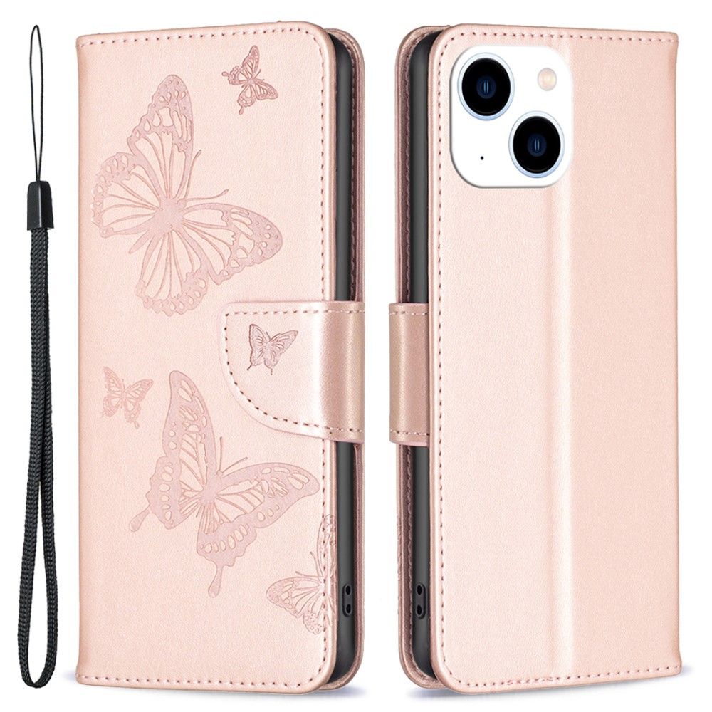 Trolsk Imprint Butterflies Wallet (iPhone 15) - Rose gull