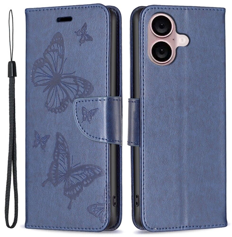 Trolsk Imprint Butterflies Wallet (iPhone 16) - Blå