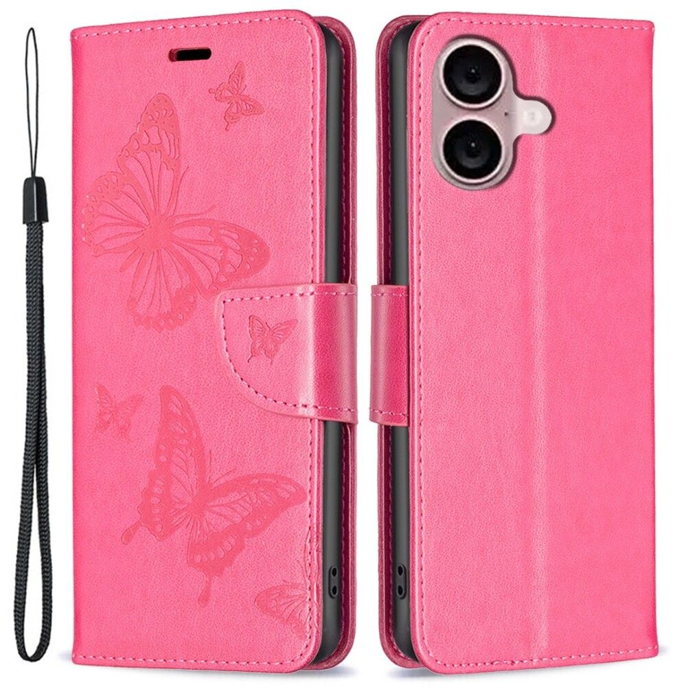 Trolsk Imprint Butterflies Wallet (iPhone 16) - Rosa