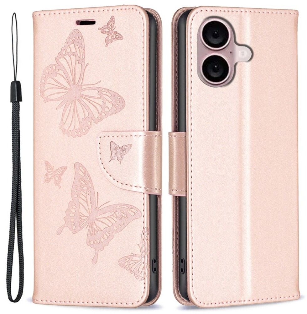 Trolsk Imprint Butterflies Wallet (iPhone 16) - Rose gull