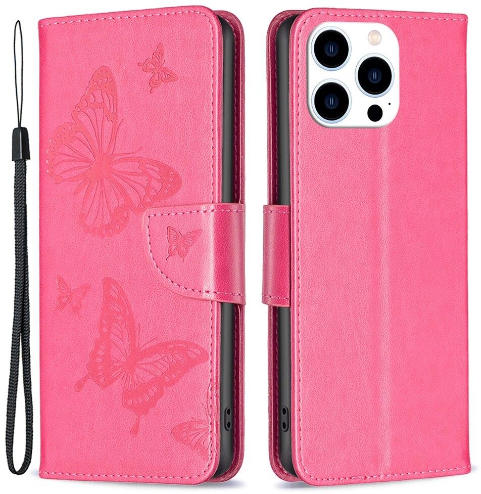 Trolsk Imprint Butterflies Wallet (iPhone 16 Pro) - Rosa