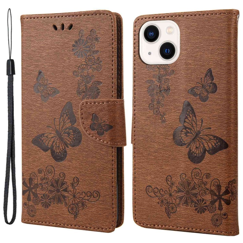 Trolsk Imprint Butterfly Wallet (iPhone 14 Plus) - Brun
