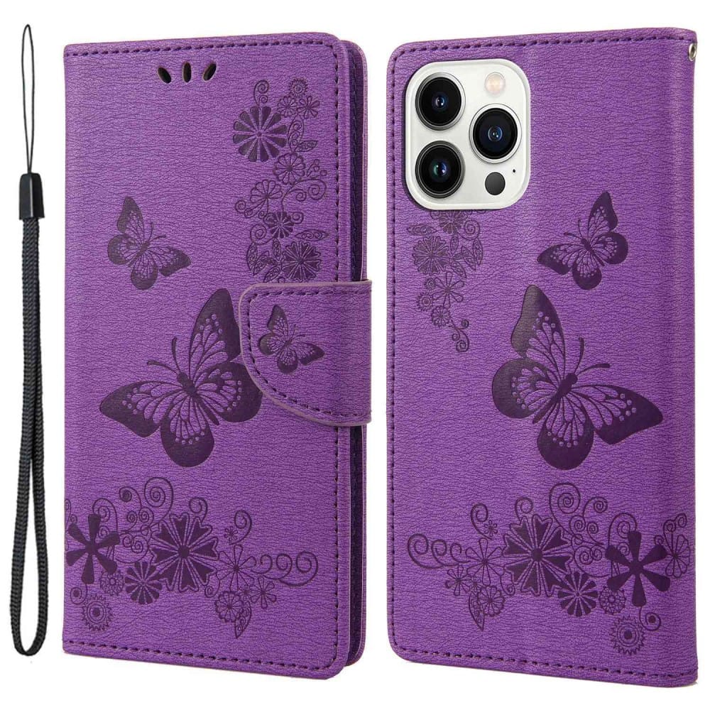 Trolsk Imprint Butterfly Wallet (iPhone 14 Pro) - Lila