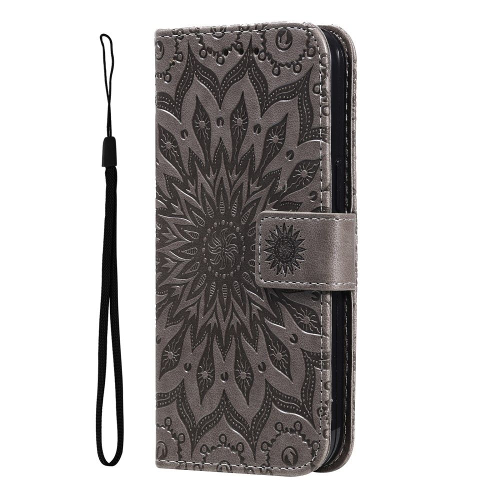 Trolsk Imprint Dahlia Flower Wallet (iPhone 15 Pro) - Grå