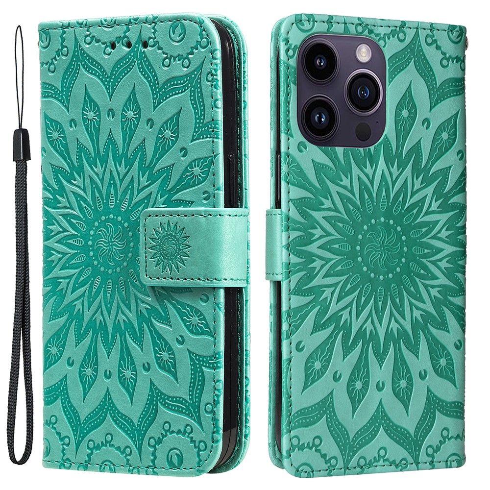 Trolsk Imprint Dahlia Flower Wallet (iPhone 15 Pro Max) - Grønn