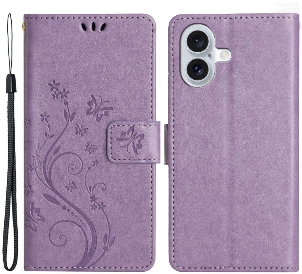 Trolsk Imprint Flower Wallet (iPhone 16) - Lila